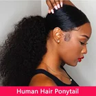 Кудрявый кудрявый хвост Monglian хвост человеческие волосы конский хвост для черных женщин афро кудрявые удлинители конского хвоста