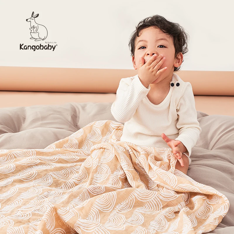Kangobaby Organic Cotton Muslin Swaddle  Blanket Baby Wrap Newborn Decor Photography Manta Bedding Stroller Cover 120x120cm 3Pcs