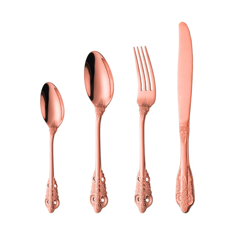 

4pcs Set Dinnerware Portable Stainless Steel Tableware Set Knife Fork Spoon Flatware Set Travel Cutlery Tableware Set
