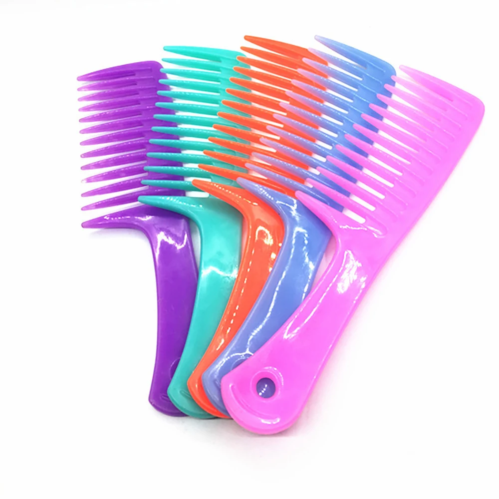 Расческа для салона пластиковая ручка гребень с широкими зубьями волнистая