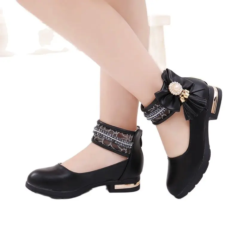 Тонкие туфли для девочек Новинка 2021 года Детская кожаная обувь Обувь принцессы с