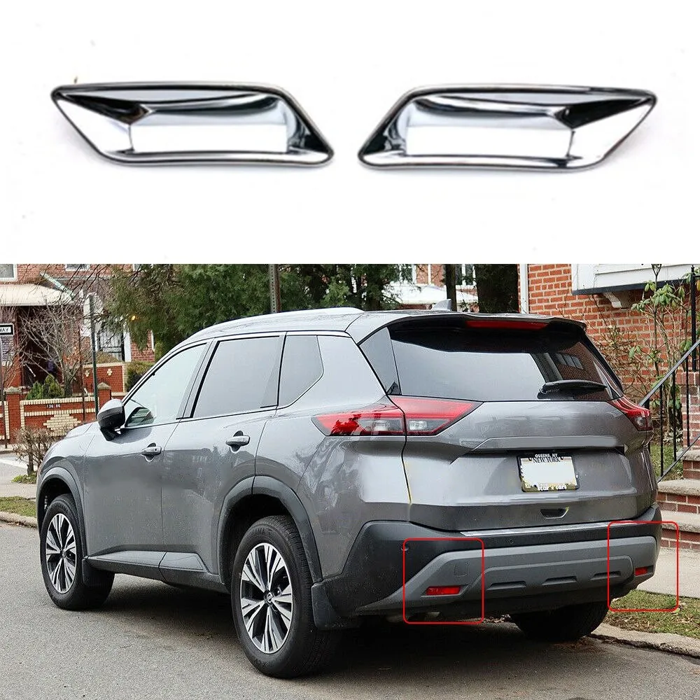 

2 Pcs Rear Bumper Anti-collision Strip For Nissan Rogue 2021 2022 Car Accessories Fog Light Cover Trim