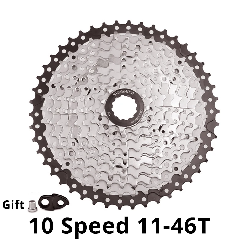 11-46T Black-Silver SUNSHINE MTB дорожный велосипед 10 скоростей велосипеда трещетки маховик 10S 25/28/32/36/40/42/46/50 т в сутки для deore m6000 SRAM деталь для велосипеда - Цвет: 11-46T Black-Silver