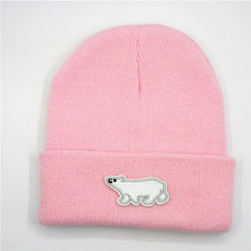 LDSLYJR плотная вязаная шапка с животным медведем вышивкой зимняя теплая шапочки