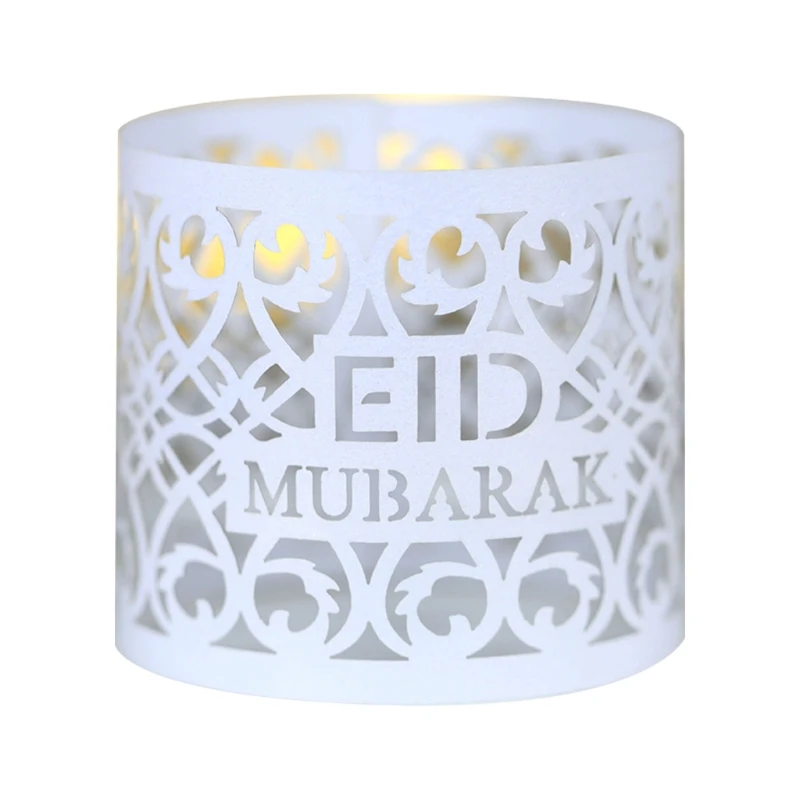 

100pcs Hollow Flameless Electronic Candle Lampshade Eid Mubarak Decoration Ramadan Lamp Shade Muslim Party Decor