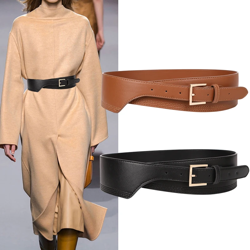 

New Fashion Belts for Women PU Leather gold square pin buckle cummerbunds HOT body corset cummerbund female wide soft waistbands