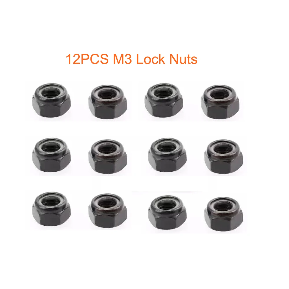 

12PCS Nylon M3 Black Hex Insert Nuts Lockout 3mm Diamater 2.5mm for RC Car Spare Parts