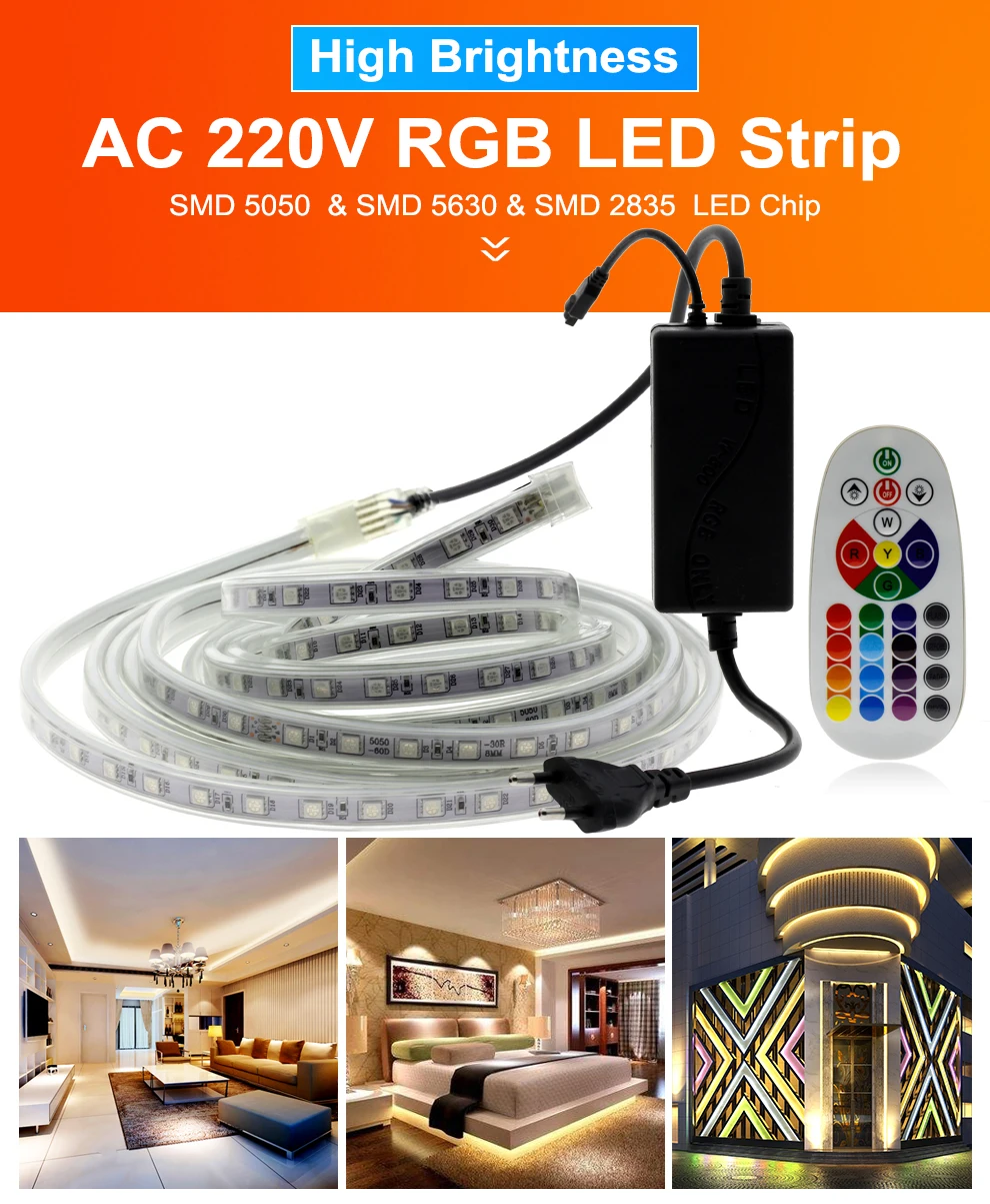 AC220V Светодиодная лента RGB сменный/теплый белый+ синий двойной цвет IP67 Водонепроницаемый для наружного использования гибкий светодиодный светильник полосы