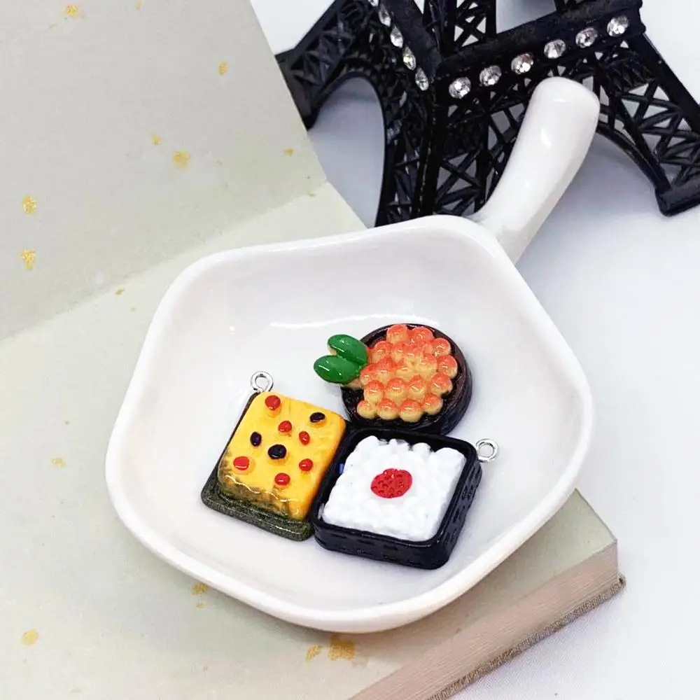 6 шт. имитация рисовых шариков для суши из смолы японской кухни, подвески для создания украшений DIY, серьги, брелки для ключей, аксессуары для телефонов.