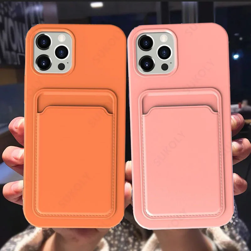 

Case for iPhone XR X XS Max 11 Pocket Frosted Silicone Soft Case Wallet Back