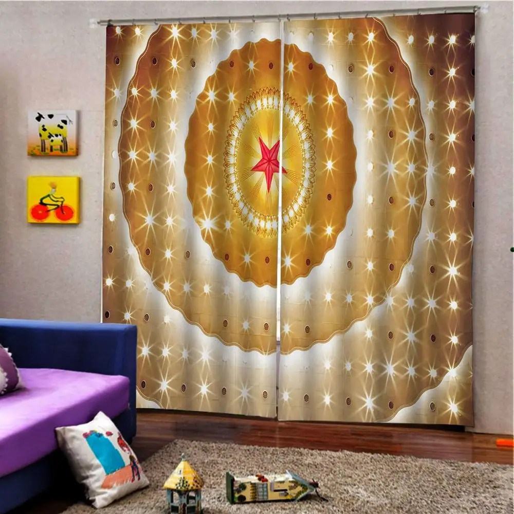 Золотые звезды занавески спальня гостиная ветрозащитная плотная Затемняющая
