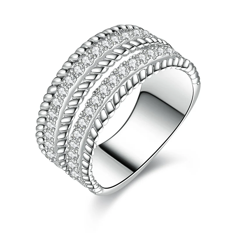 

ANZIW Geometry 925 Sterling Silver Women Wedding Rings Lady Engagement Anniversary Rings Lover Party Anniversary Jewelry Gifts