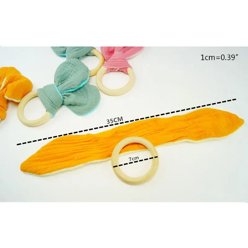 

Baby Teether Play Sensory Toys Shower Gifts Cute Ear Teething Wooden Ring Rattle Newborn Nursing Chewing Molar