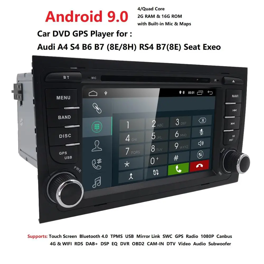 4G wifi Android 9,0 Автомобильный gps Navi для audi A4 2002-2008 S4 RS4 8E 8H B6 B7 с BT SWC DAB мультимедийный плеер радио