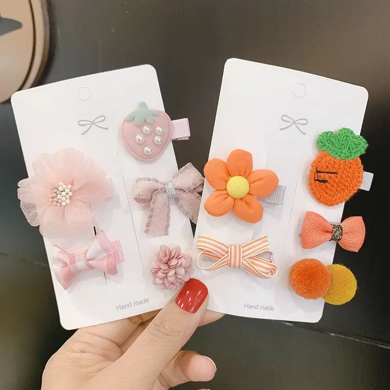 

Мини-заколки для девочек 5 шт./компл., зажимы для волос с рисунками из мультфильмов, животных, бантов, цветов, малышей, детей, принцесс, аксессу...