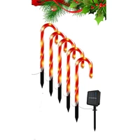 solar string lights christmas led candy cane lamp festoon outdoor home garden ground plug crutch new year xmas holiday decor