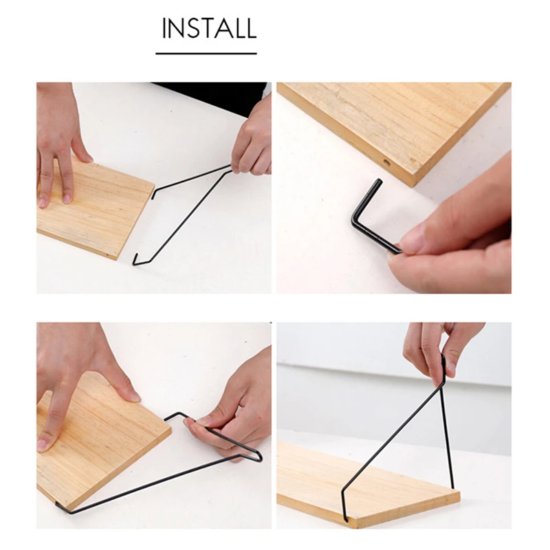 Железная деревянная подвесная декоративная настенная полка в скандинавском