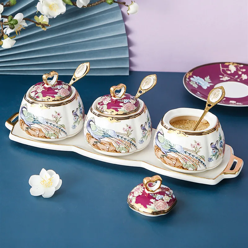 

Seasoning Pot Spice Jar Ceramic Phoenix Salt Pigs Sugar Bowl Chilli Pepper Powder Sauce Vinegar Oil Pot Dining Room Supplies