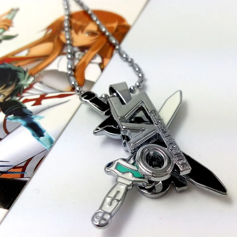 

1 Pcs Cute Anime Sword Art Online SAO Logo Keychains Kirito Yuuki Asuna Sword Metal Pendant Necklaces Keyring Figure Toys