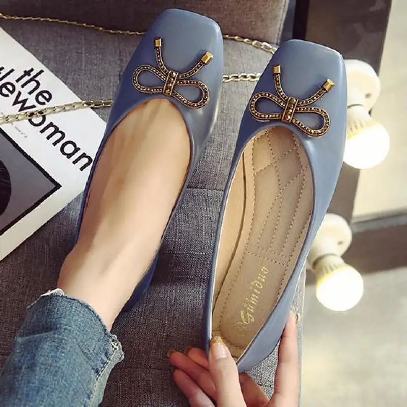 Лоферы без шнуровки женская обувь на плоской подошве балетки с квадратным носком