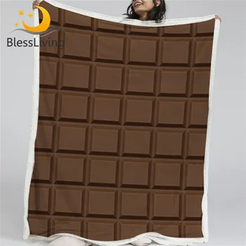 BlessLiving Chocolate Bar Blanket Soft Funny Sherpa Flannel Fleece Blanket Realistic Giant Chocolate Bed Couch manta 150x200cm 1