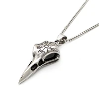 raven skull crow necklace stainless steel birds head beak pendant for men and women norse gothic viking compass symbol vegvisir
