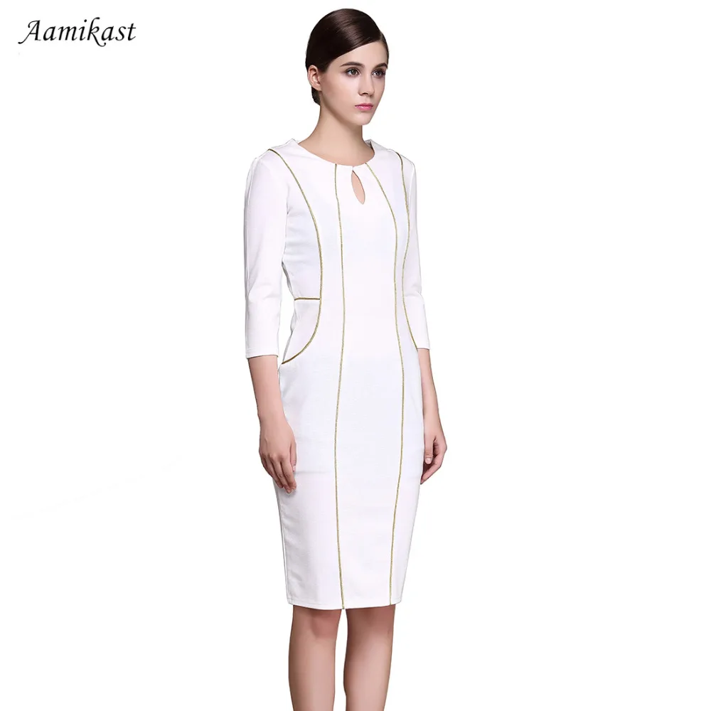 Женское платье карандаш с круглым вырезом рукавом три четверти|Женские платья| |