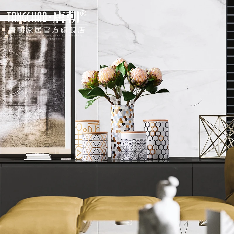 Современная бамбуковая Деревянная обложка абстрактной геометрии хранение