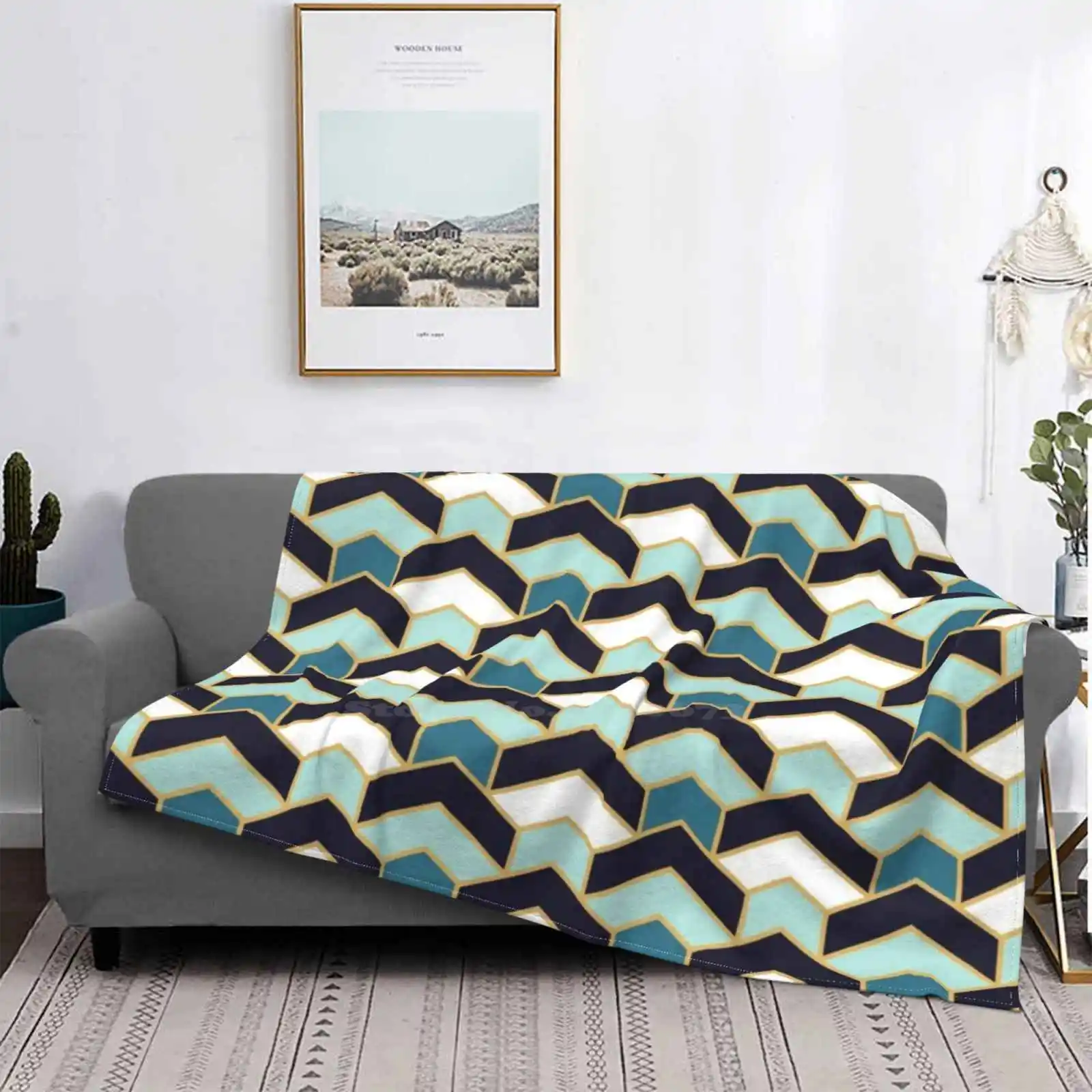 Кобальтовое синее Павлинье шлейф мятно-белое декоративное французское одеяло с