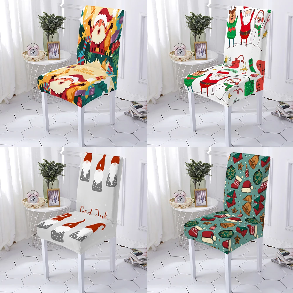 

Santa Claus Dinner Room Chairs Covers Anti-Dirty Kitchen 1Pc Chair Cover High Living Spandex Chair Slipcover Chairs Kitchen S