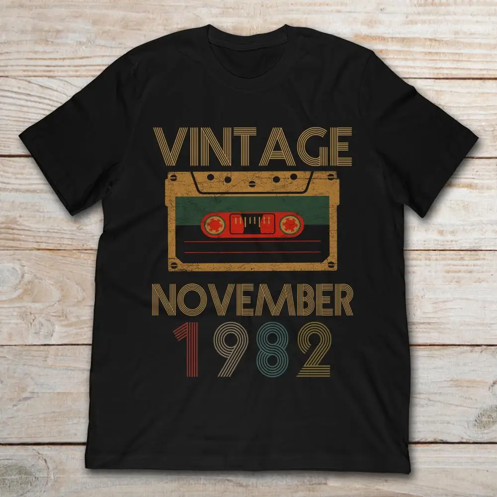 2019 Мода модные Винтаж ноября 1982 Ретро Цвет на день рождения футболка унисекс