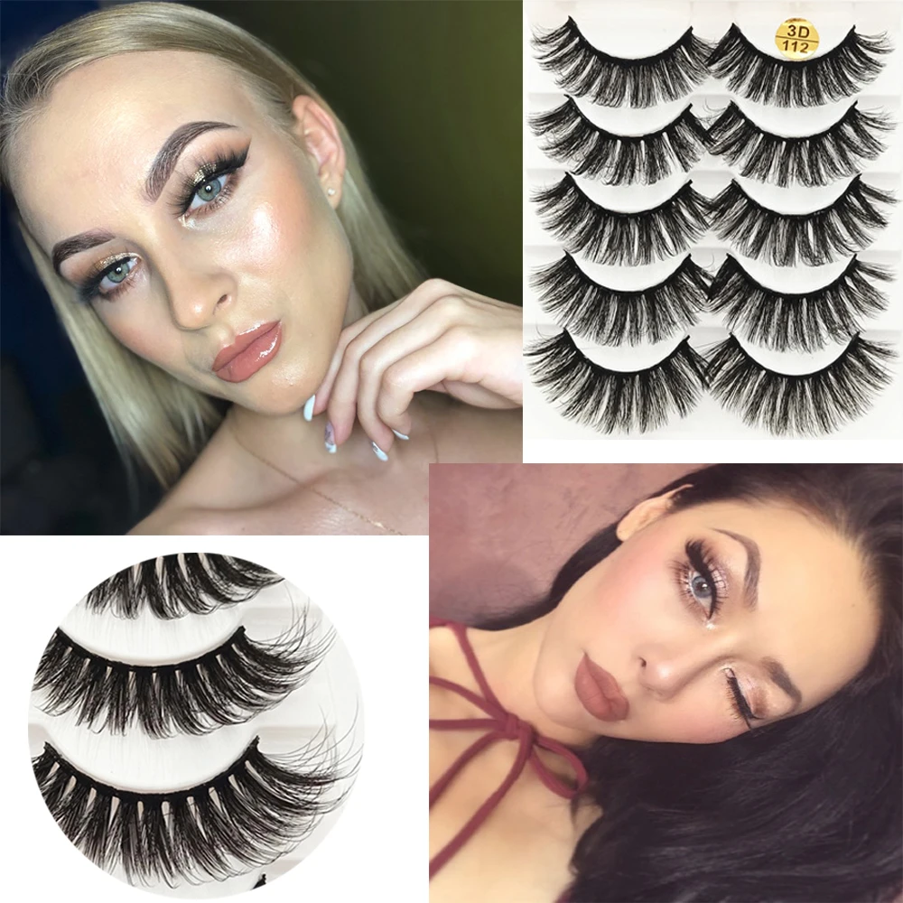 5 пар/компл. толстые длинные черные ресницы для женщин Поддельные 3D/5D натуральное