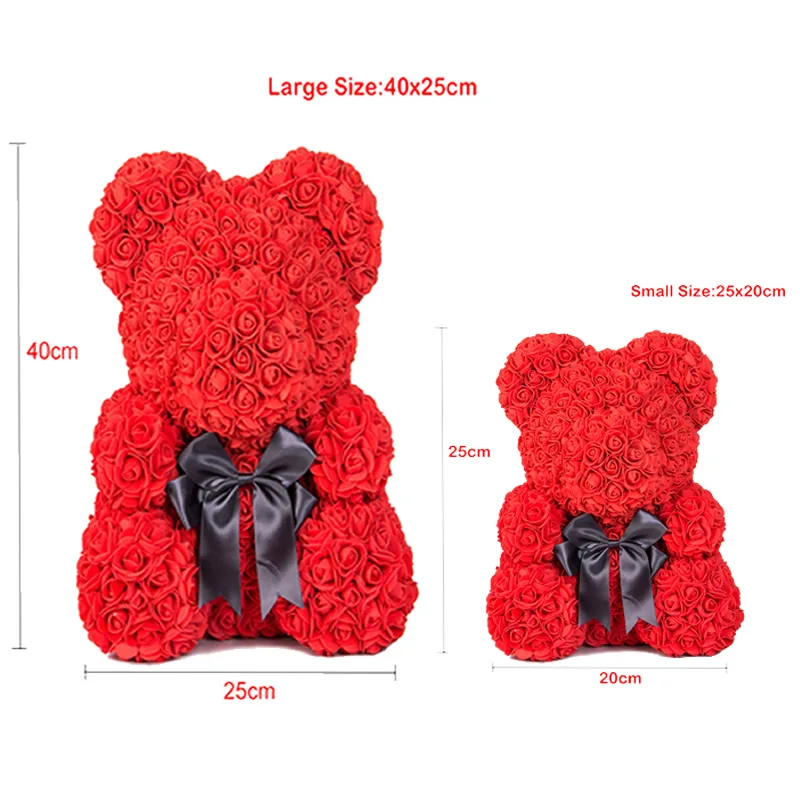 25/40 см искусственные цветы розы медведь многоцветный ПЕНА РОЗА Teddy Bear девушке на День святого Валентина, подарок ко Дню День рождения украшения