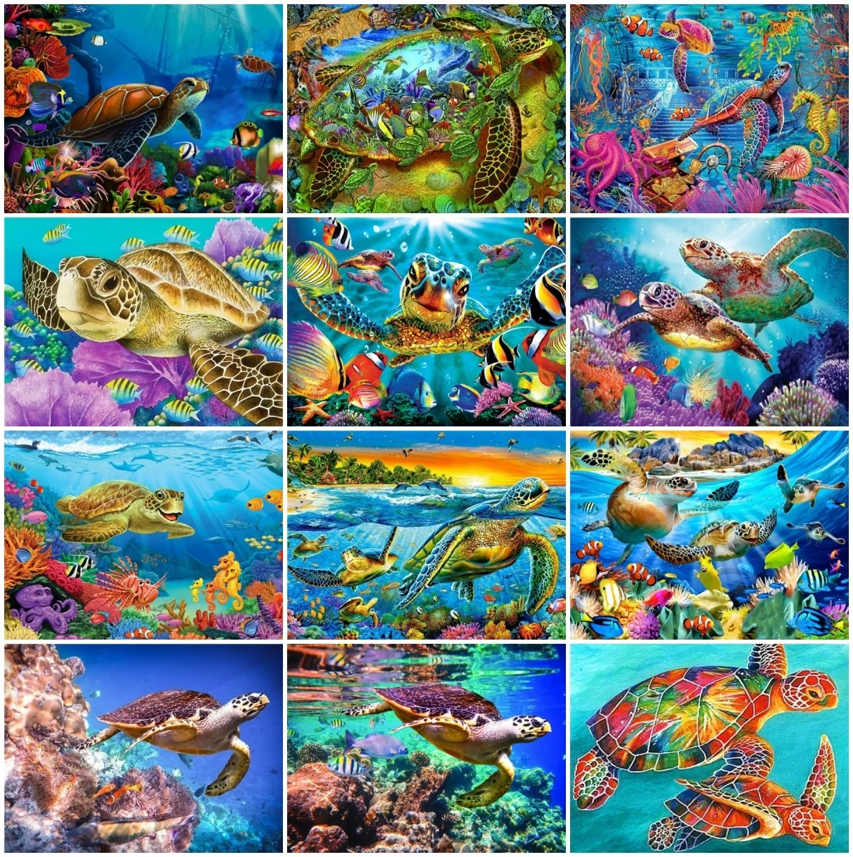 Набор для алмазной живописи черепаха море | Дом и сад