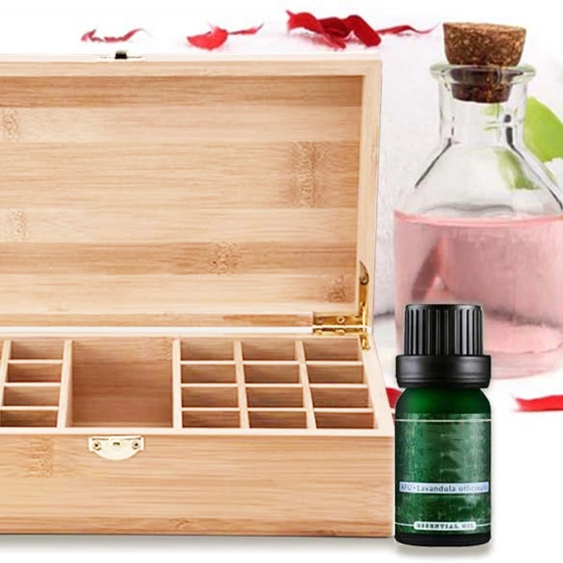

25 Grids Wooden Storage Organizer for essential Oil Carrying Case Aromatherapy 203F