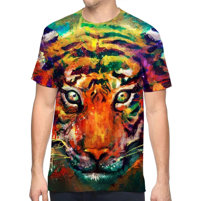 

Men T Shirt Art Tiger Oil Painting Abstract T-shirts Adult/Children Casual Tshirt Streetwear Tops