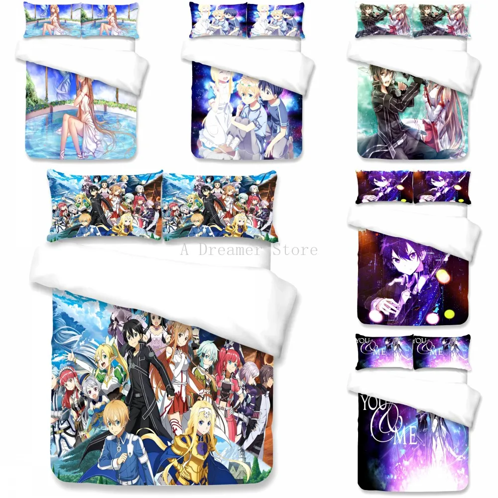

Sword Art Online Anime Kids Comforter 3D Bed Linen Home Textile Pillow Case Duvet CoversBedding Sets Bed Set Home Decor Bedding