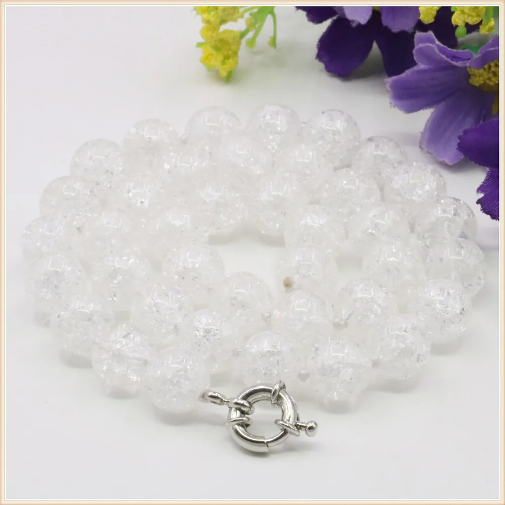 

10mm Round White Blast Crystal Necklace Natural Stone Accessory Beads Neckwear Alloy Steering Wheel Buckle Jewelry Making Design