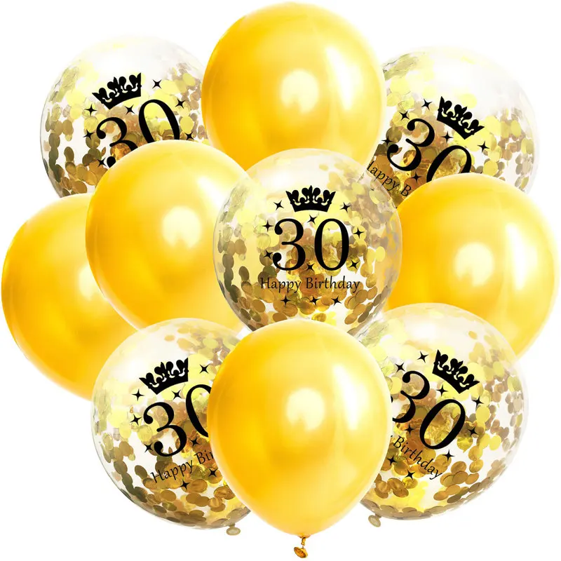 Набор латексных шаров 12 дюймов с конфетти смешанный набор из 10 шт для взрослых 18 30
