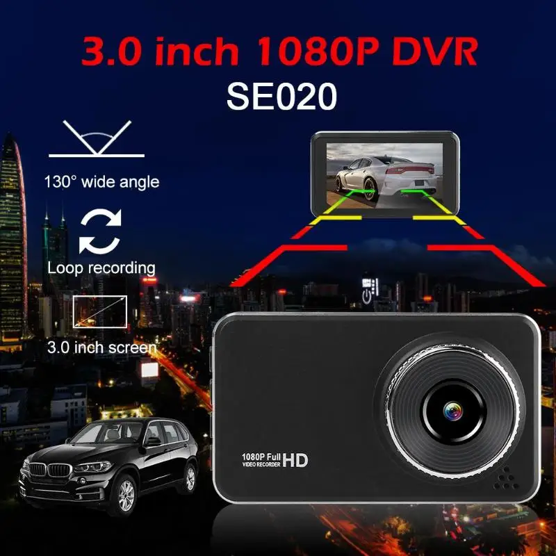 Full HD 1080P SE020 Dashcam 3 дюймовый сенсорный экран ультратонкая Автомобильная камера для