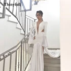 Модное мягкое шифоновое длинное ТРАПЕЦИЕВИДНОЕ свадебное платье-Русалка с V-образным вырезом и Боковым Разрезом платья невесты Свадебные платья платье