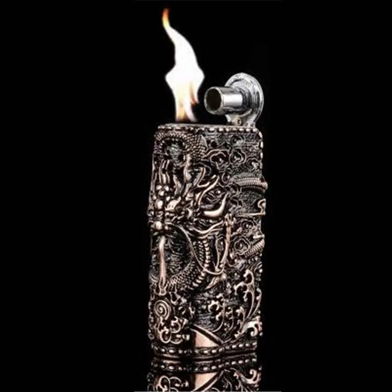 gold Ретро керосиновая зажигалка, портативная ветрозащитная Зажигалка для сигарет, креативная металлическая Мужская зажигалка, аксессуары для сигарет - Цвет: gold