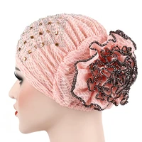 muslim headscarves 2021 new fashion national toe caps shiny hot drilling flower hats trendy womens headscarves african clothing