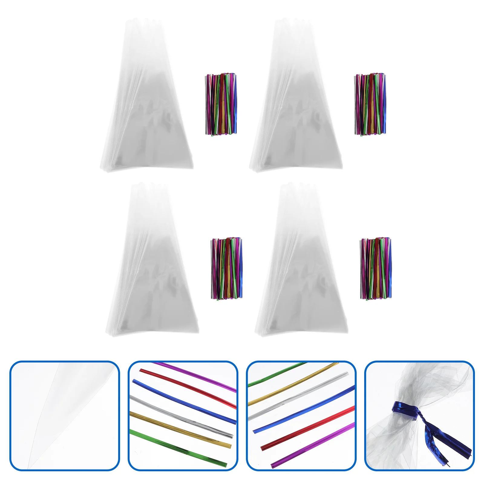 

4 набора, прозрачная стандартная упаковка для конфет, праздничный пакет для конфет и печенья, подарок