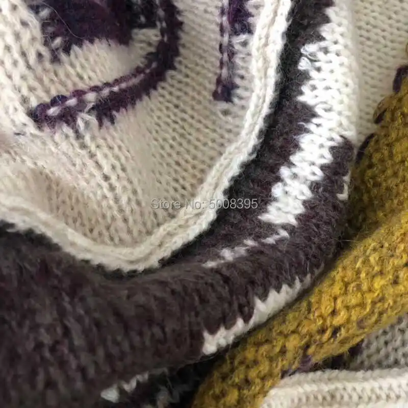 

Woman Colorful Wool Blend Patchwork Sweater Round Neck long Sleeves Fashion Jumper 2021 HOT SALE