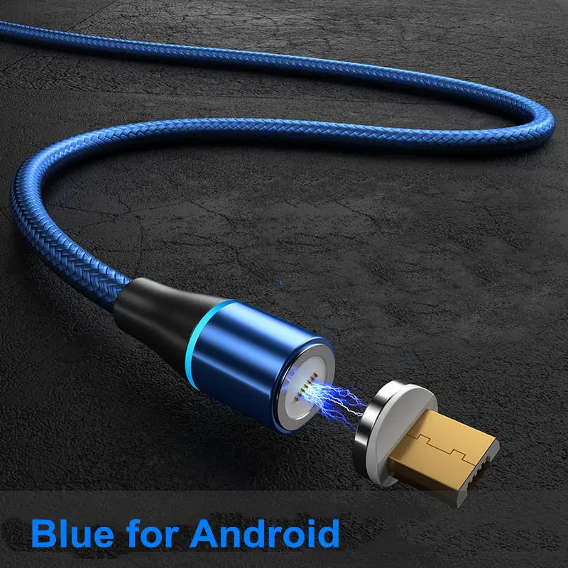 Blue for Micro Магнитный кабель Micro USB для быстрой зарядки Vanniso 2m 3A для iPhone X 7 samsung A50 Xiaomi mi9, магнитный кабель usb type-c для передачи данных - Цвет: Blue for Micro