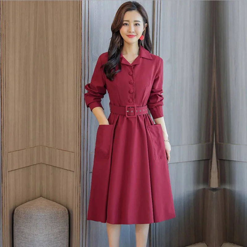 2019 осеннее Новое Женское Повседневное платье с длинными рукавами Темперамент