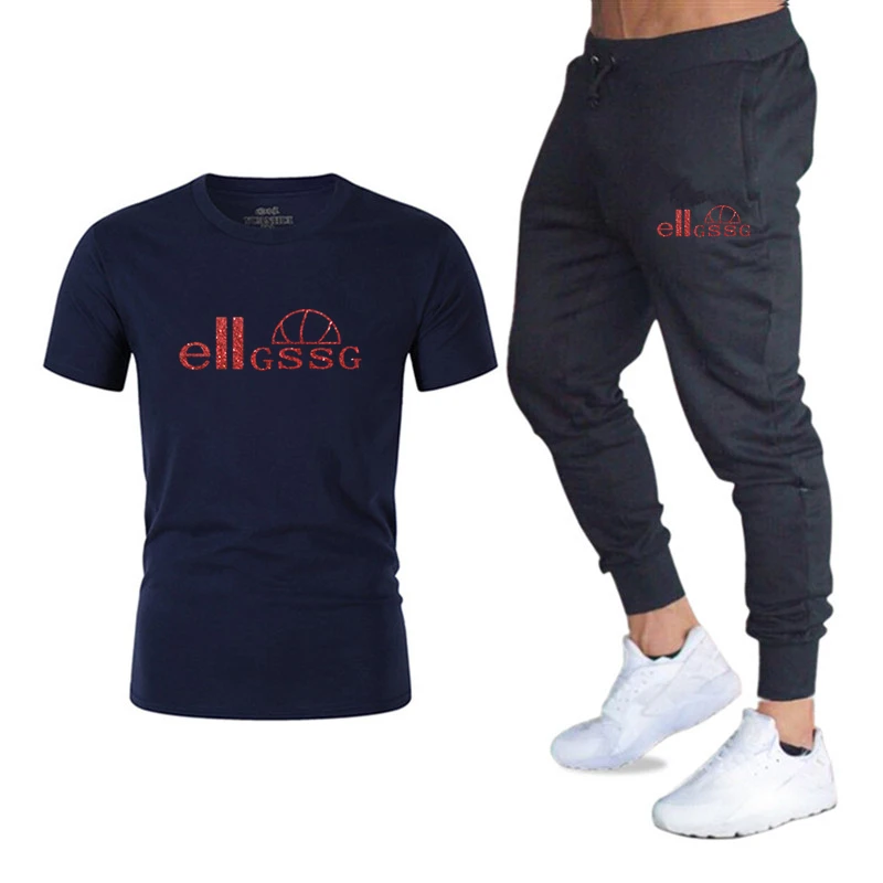 

2021 Hot-Selling Summer T-Shirt Pants Set Casual Brand Fitness Jogger Pants T Shirt Hip Hop Fashion Men's Tracksuits