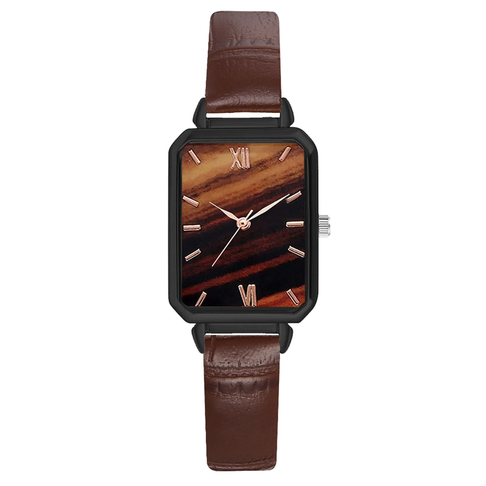 

Vintage Multi-color Fashion Women Watches Rectangle Square Steel Dial Business Quartz Watch Female Feather Strap Wristwatches