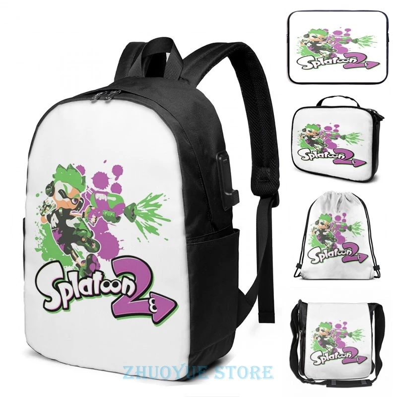 Забавный графический принт Splatoon 2 Inkling Мальчик USB заряд рюкзак школьные сумки Для
